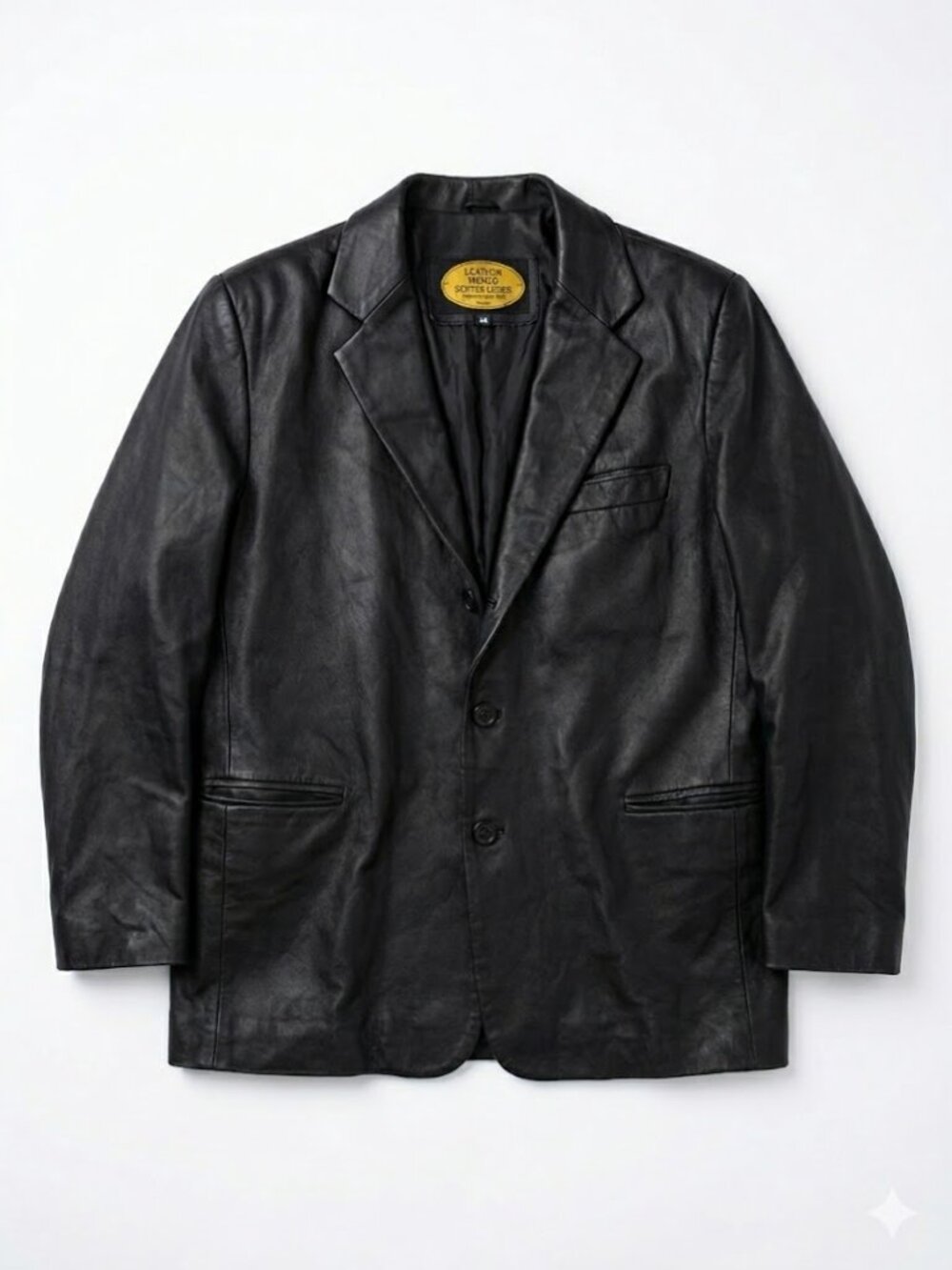 Leather World Echtes Leder Black Genuine Leather Blazer Sport Coat XL - XXL